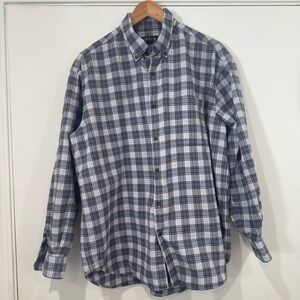 Orvis Shirt Mens XL Blue Brown Gray Luxury Flannel Button Down Long Sleeve Plaid